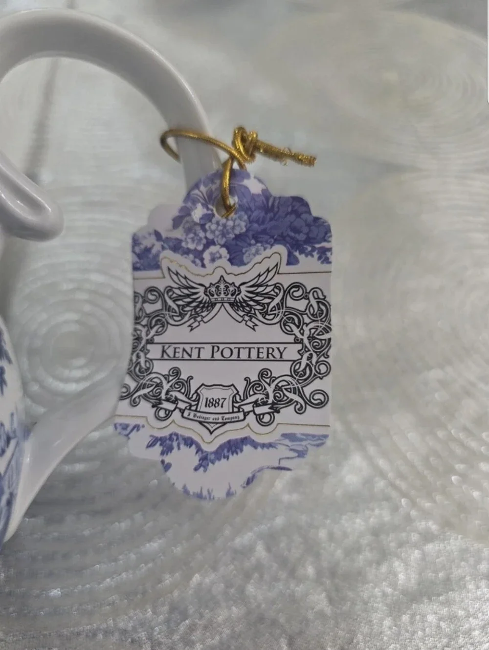 Kent Pottery Blue Victorian Lady Floral Porcelain Teapot Decorative Shabby Chic